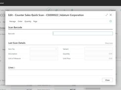 Improve your counter sales with the Quick Scan feature. This tool in Dynamics 365 Business Central allows for quick barcode scanning, alerting the order processor of any related or paired item and enabling immediate addition of such items to the order.