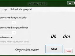 The main window of County allows you to start, stop and reset the stopwatch