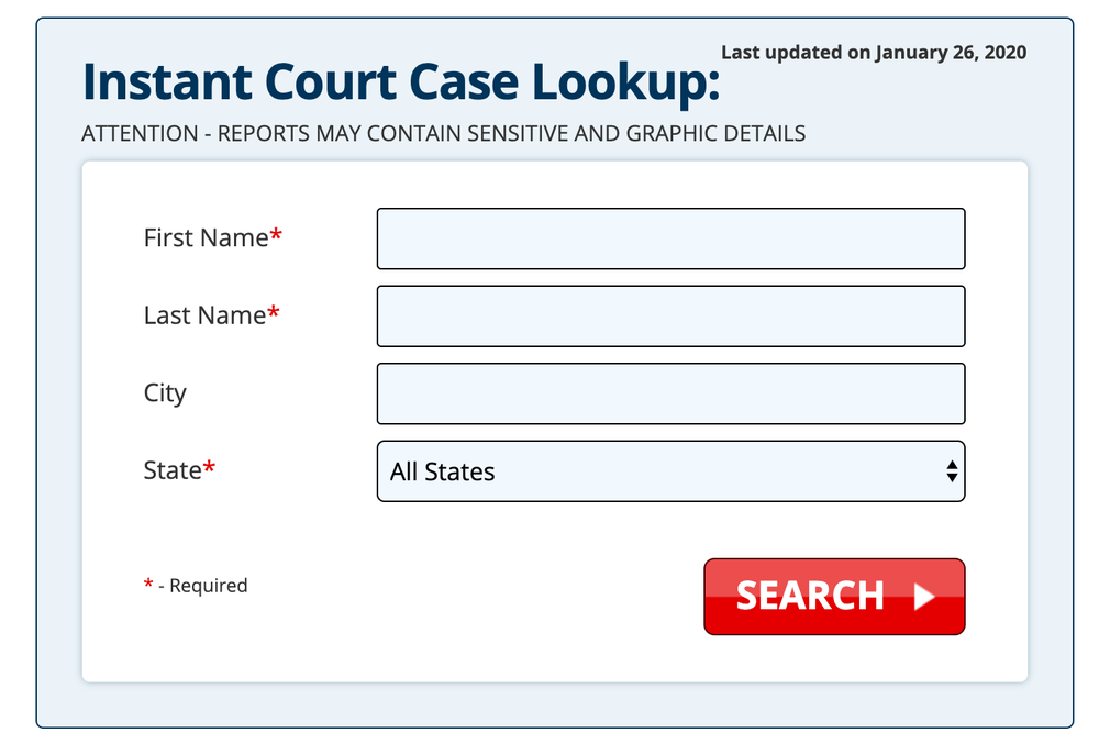 CourtCaseFinder.com Screenshot 1