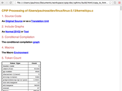CPIP landing page after preprocessing cpu.c from Linux