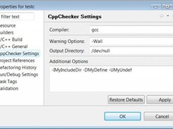 CppChecker project settings