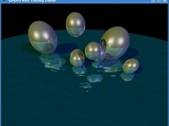 8 spheres raytraced with 5 secondary bounces