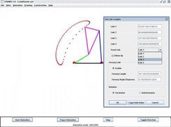 Change the link lengths of a mechanism in the animation mode