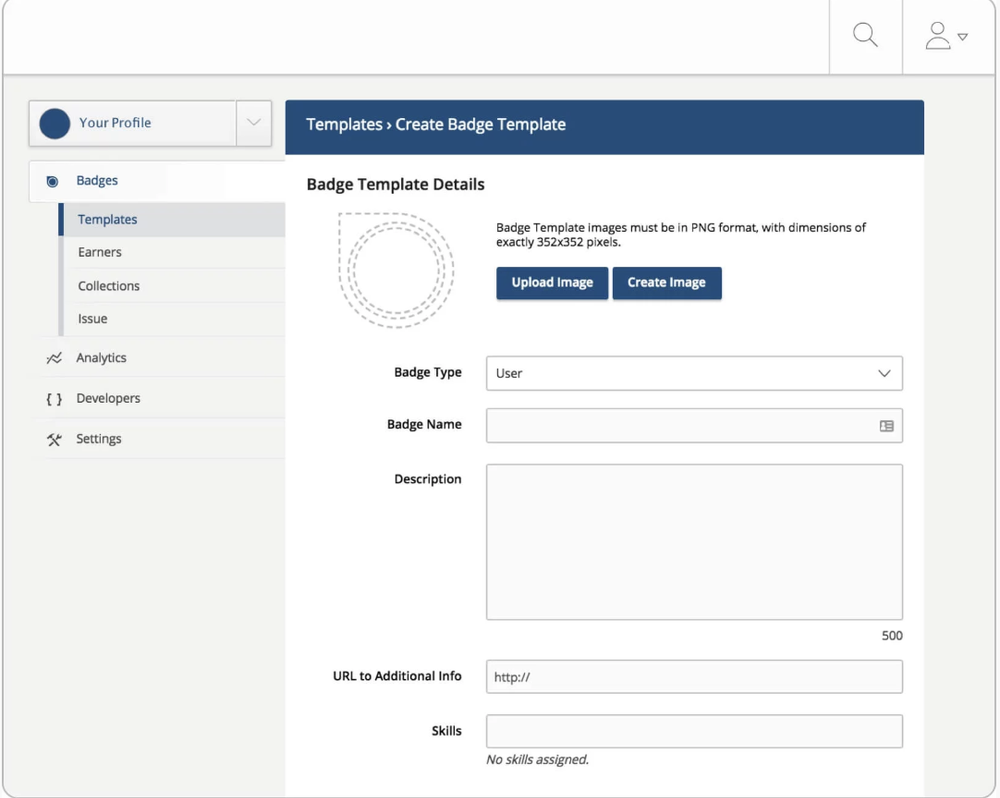 Create a badge with Credly
