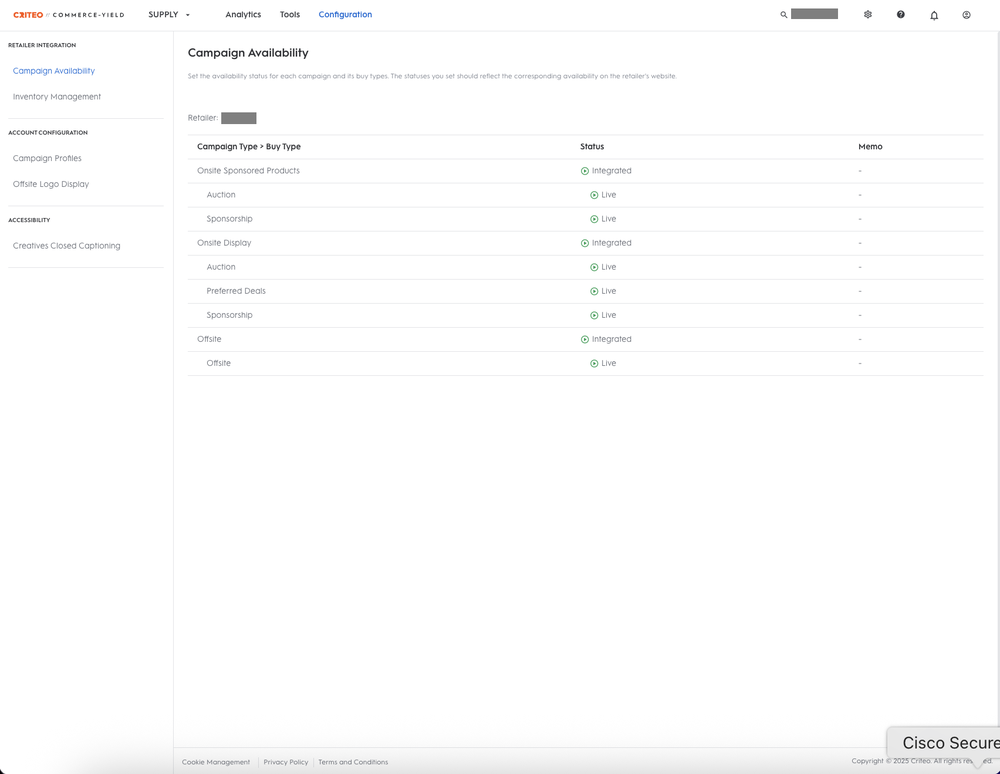 Campaign availability.