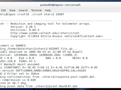 CRUSH data reductions run in a terminal window.