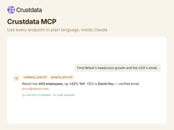 Run every Crustdata endpoint in plain language inside Claude, no code.