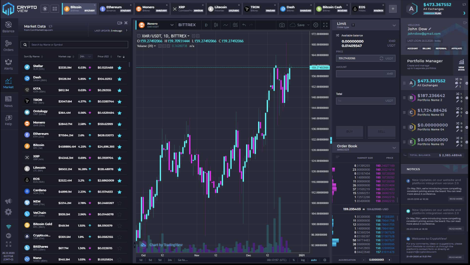 Coinigy vs. CryptoView Comparison