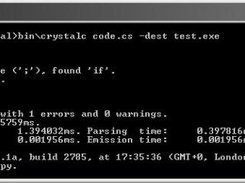 CrystalC after compilation, showing an error. Exciting, eh?