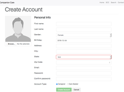 sign up page