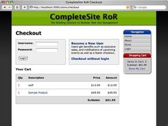 Checkout and Login view