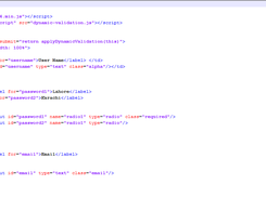 Screenshot of HTML Code