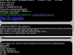 csv2vcf in php Screenshot 1