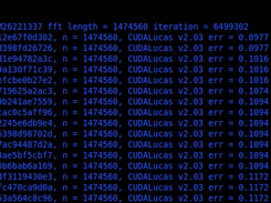 Testing the primality of 2^26221337-1 using CUDALucas.