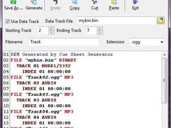 Compressed Cue Sheet Generator in action.