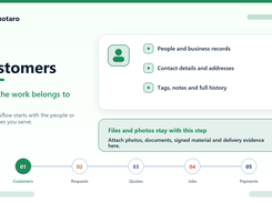 Keep customer records, contact details, tags, notes and service history in one clear workspace.