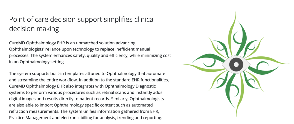 CureMD Ophthalmology EHR Screenshot 1