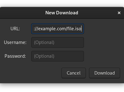 The "add download" dialog showing the available options.