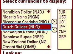 The form to select the currencies in the main form