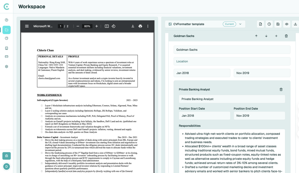 High resume extraction accuracy with AI