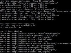 Sample CygwinMirrorTest output (v1.0)