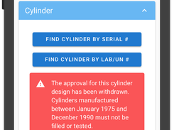 Warning - cylinder is unsafe to test.