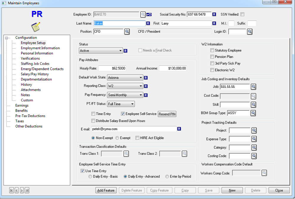 CYMA Payroll Software Screenshot 1