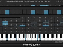 Visual panels tracks, channels, notes and piano active