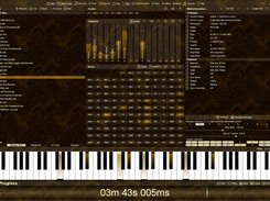 Cynthia in the "Deep Orange 2" color scheme (Options > Color) and "Swell" animated background scheme (Options > Background), with Compact mode on (Options > Settings > Compact)