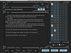 Story Editing Window. Used, Unused, and linked-but-blank page list at right. Backtrace tool, links tool