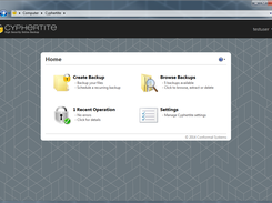 Cyphertite 2.0 home screen (Windows)