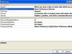The window when editing an element. Here a Feat is edited.