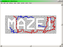 Mazes in shapes of words, or where solution spells a word.