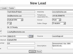 Daffodil CRM NEW LEADS Page