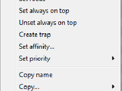 Process list context menu