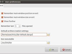 User preferences dialog