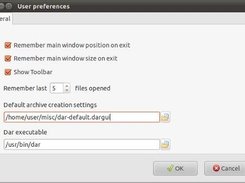 User preferences dialog