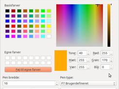 Set pen color and width