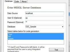 Enter database information