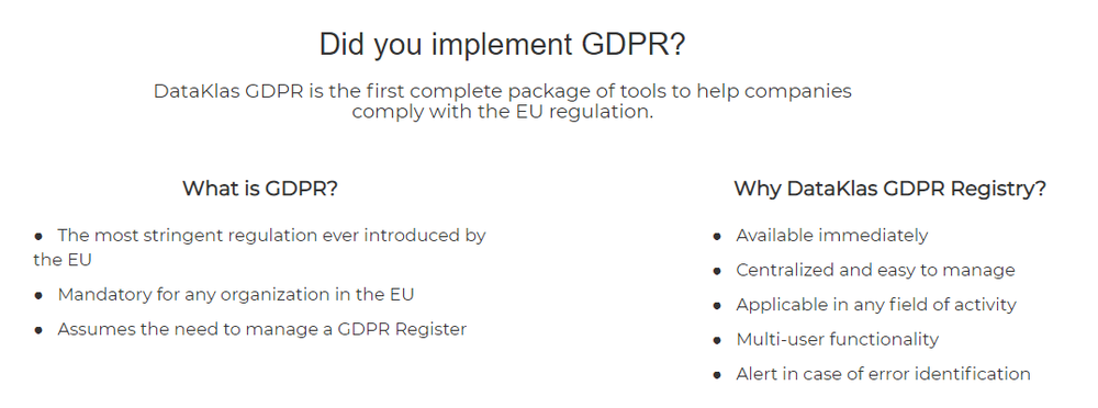 DataKlas GDPR Screenshot 1