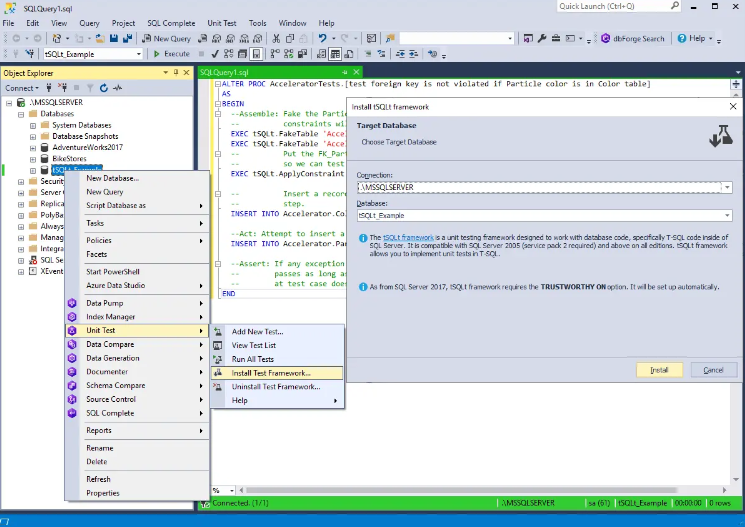dbForge Unit Test Screenshot 1