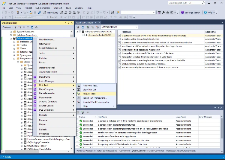dbForge Unit Test Screenshot 1