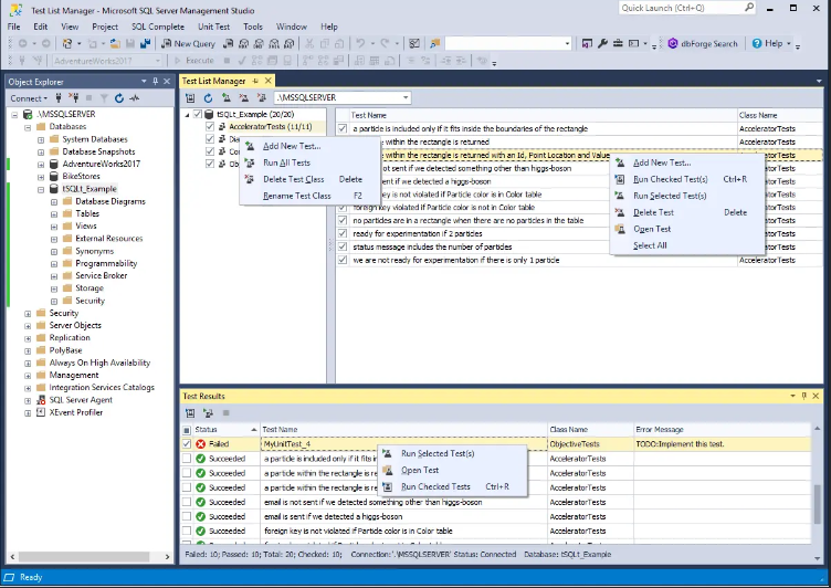 dbForge Unit Test Screenshot 1