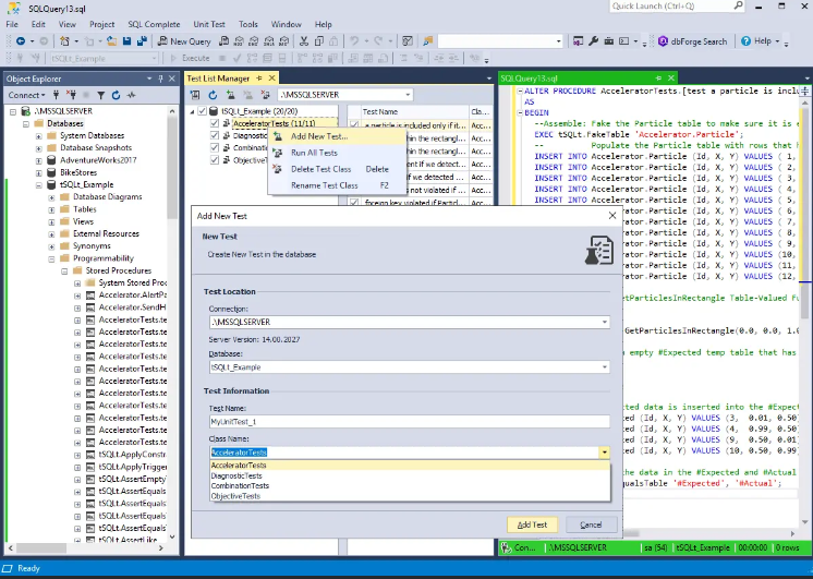 dbForge Unit Test Screenshot 1