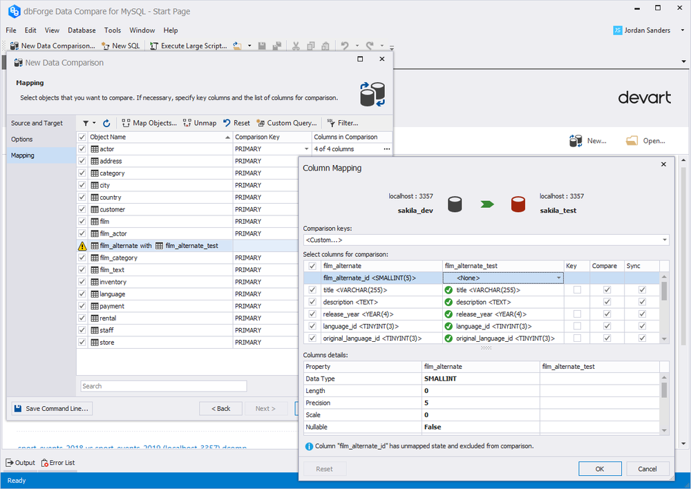 dbForge Data Compare for MySQL Screenshot 1