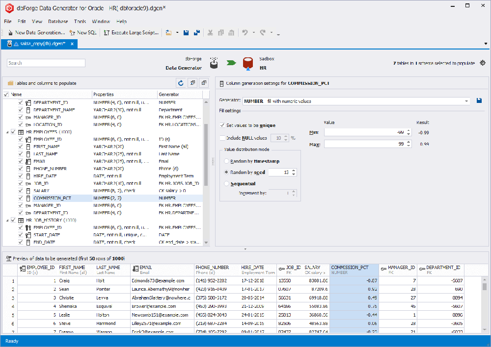 dbForge Data Generator for Oracle Screenshot 1