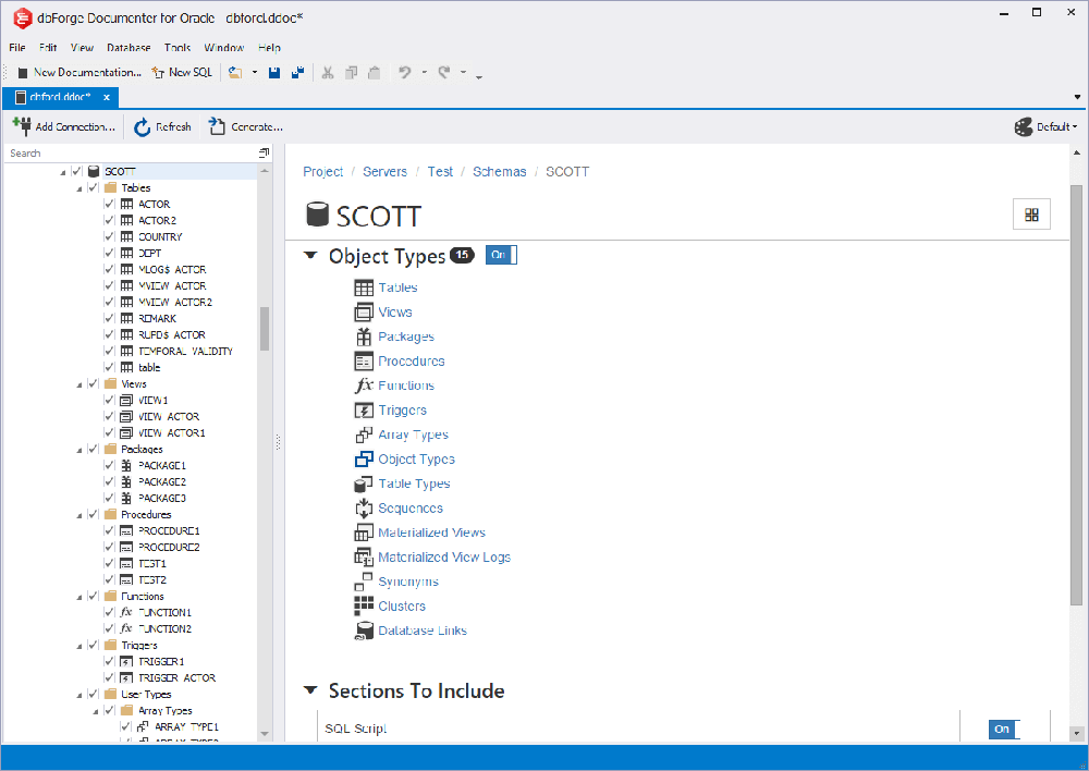 dbForge Documenter for Oracle Screenshot 1