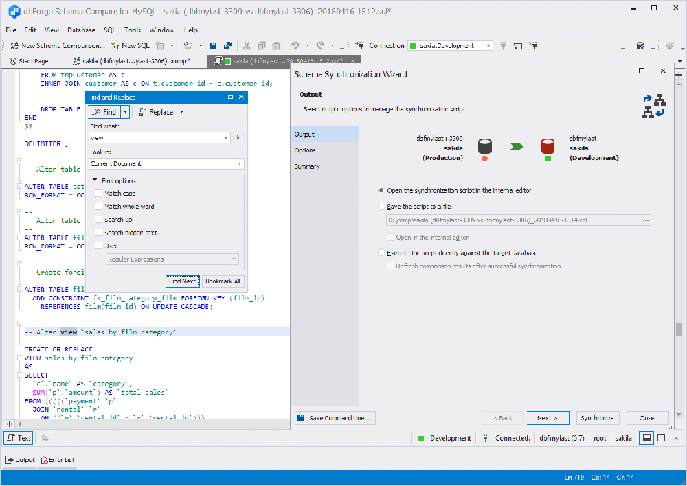 dbForge Schema Compare for MySQL Screenshot 1