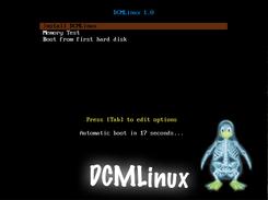DCMLinux LiveCD boot menu.