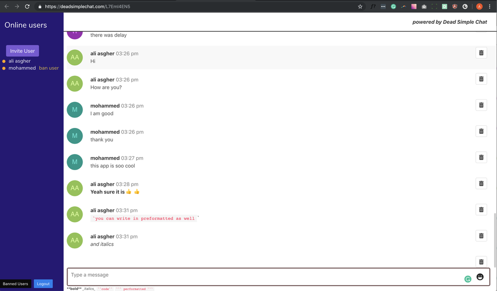 Dead Simple Chat Screenshot 1